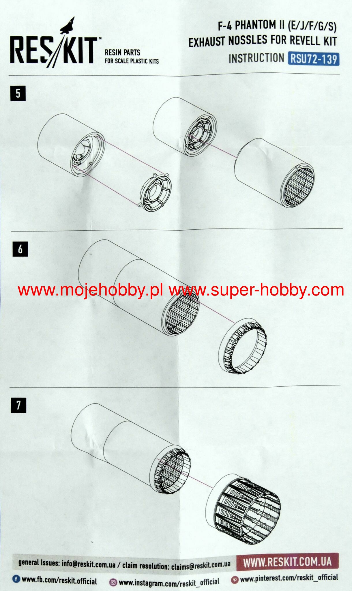 F Phantom Ii E J F G S Exhaust Nossles For Revell Kit Res Kit