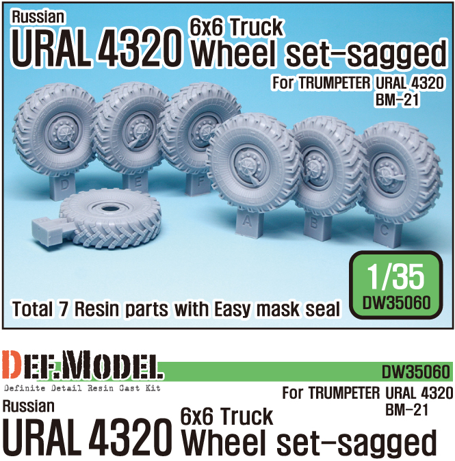 RussianURAL-4320Truck/BM21SaggedWheelset(forTrumpeter1/35)