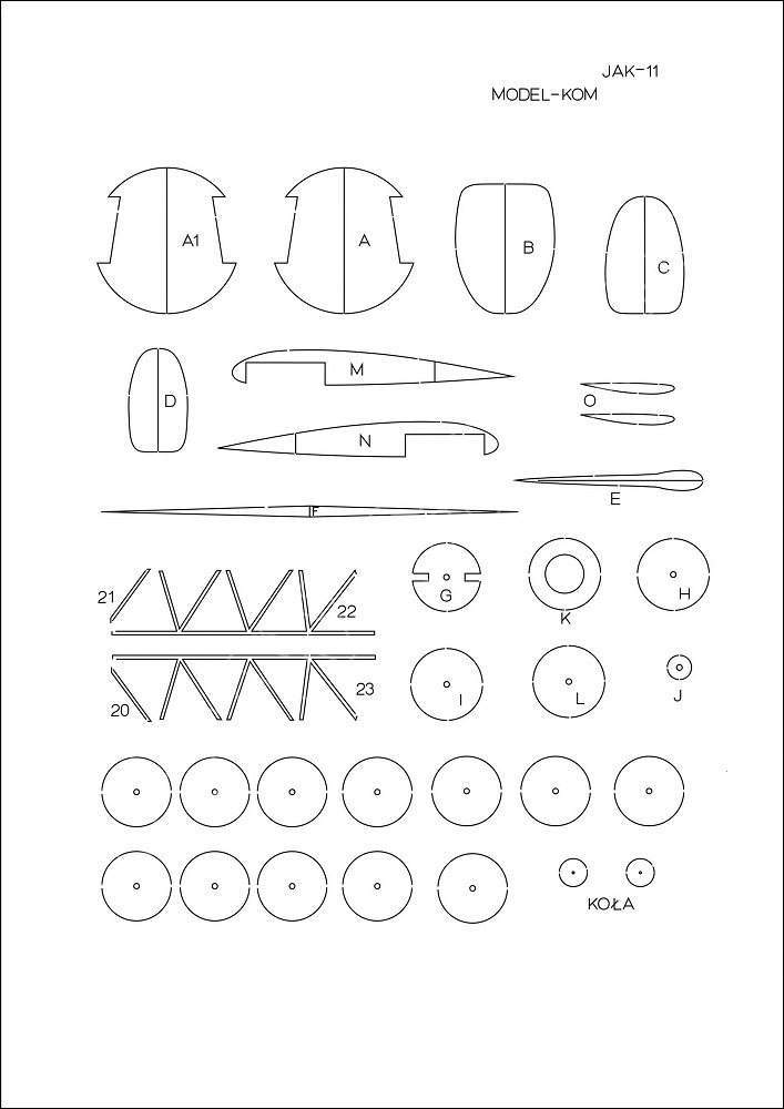 Let C-11 (Jak-11) - Laser Cut Skeleton Model-Kom 1-2015-AKC02