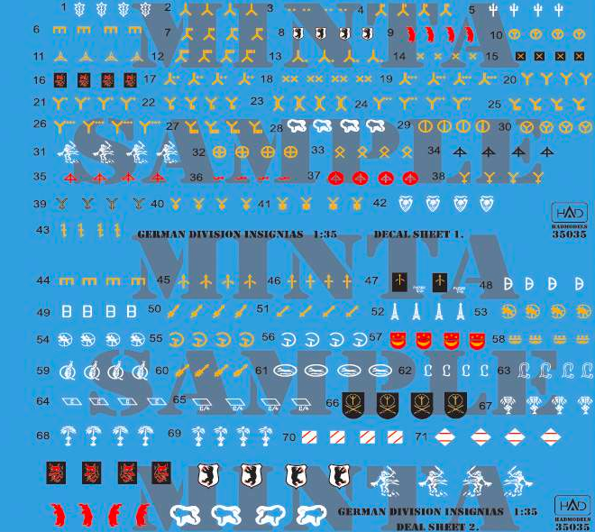 German ww2 Division Symbols Dubble sheet HAD Models 035035